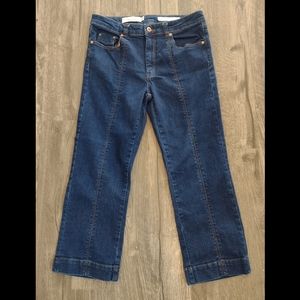 Pilco Letterpress Anthropologie Denim Cropped Front Seam Jeans Cotton Stretch 29